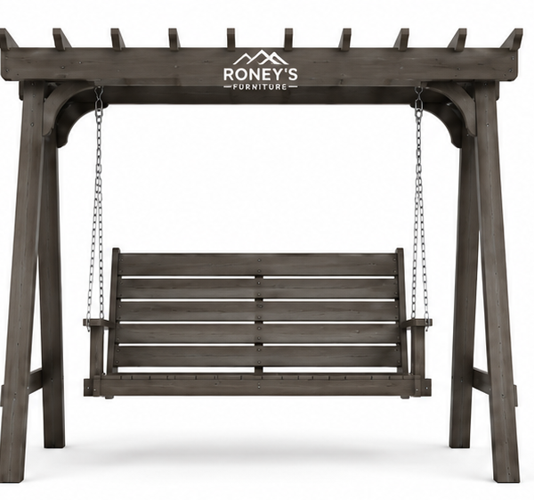 Roney's Furniture Modern Curved-Roof Swing with Wood and Metal Frame