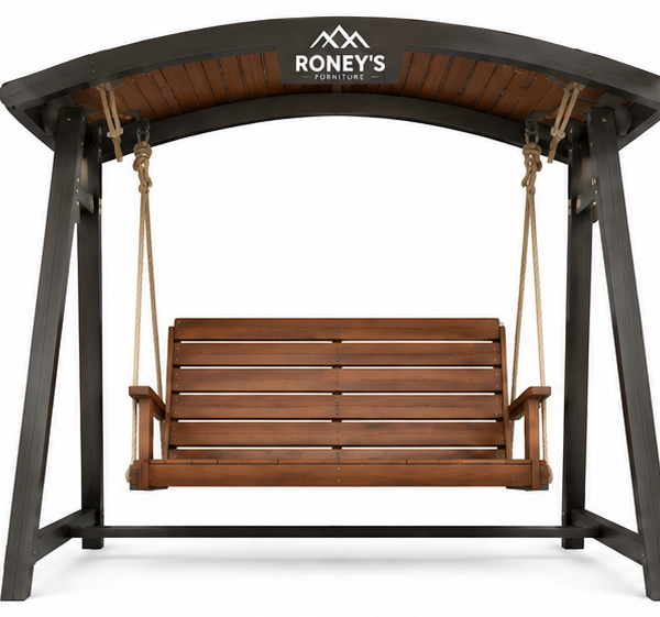 Roney's Furniture Wooden Pergola Swing with Chain Suspension, Gray Finish