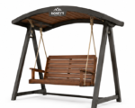 Roney's Furniture Wooden Pergola Swing with Chain Suspension, Gray Finish - Image 2