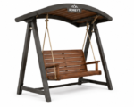 Roney's Furniture Wooden Pergola Swing with Chain Suspension, Gray Finish - Image 3