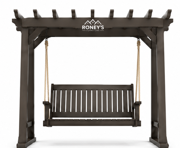 021_setA_image6_1_topleft Roney's Furniture Wooden Canopy Swing with Fabric Top - Image 1