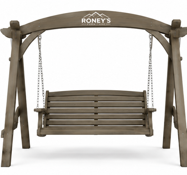 Roney's Furniture Wooden Swing Set with Tower, Slide, Rock Wall, and Rope Net, Green Trim