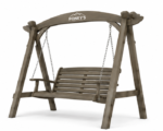 Roney's Furniture Wooden Swing Set with Tower, Slide, Rock Wall, and Rope Net, Green Trim - Image 2