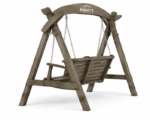 Roney's Furniture Wooden Swing Set with Tower, Slide, Rock Wall, and Rope Net, Green Trim - Image 3