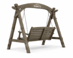 Roney's Furniture Wooden Swing Set with Tower, Slide, Rock Wall, and Rope Net, Green Trim - Image 4