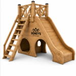 Roney's Furniture Wooden Play Tower with Dual Slides, Tunnel, and Round Windows - Image 4