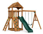 Roney's Furniture Wooden Swing Set with Rock Wall, Slide, and Swing Beam - Image 2
