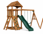Roney's Furniture Wooden Swing Set with Rock Wall, Slide, and Swing Beam - Image 3