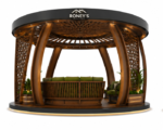 Roney's Furniture Round Wood-Slat Outdoor Gazebo Lounge with Seating - Image 3