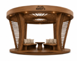 Roney's Furniture Round Wood-Slat Gazebo with Bench Seating