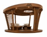 Roney's Furniture Round Wood-Slat Gazebo with Bench Seating - Image 2