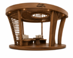 Roney's Furniture Round Wood-Slat Gazebo with Bench Seating - Image 3