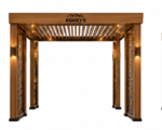 Roney's Furniture Square Wood Pergola with Decorative Slat Panels and Lighting