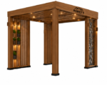 Roney's Furniture Square Wood Pergola with Decorative Slat Panels and Lighting - Image 3