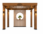 Roney's Furniture Square Wood Pergola with Decorative Slat Panels and Lighting - Image 4