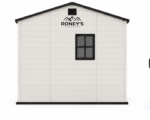 Roney's Furniture Outdoor Storage Shed with Double Doors, White and Black - Image 3