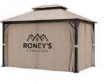 Roney's Furniture Soft-Top Gazebo with Tan Curtains - Image 4