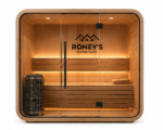 Roney's Furniture Rounded Cube Outdoor Sauna, Natural Wood Finish
