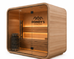 Roney's Furniture Rounded Cube Outdoor Sauna, Natural Wood Finish - Image 2