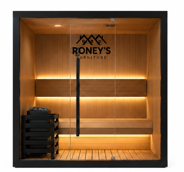 Roney's Furniture Rounded Cube Outdoor Sauna, Black Finish