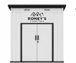 Roney's Furniture Lean-To Metal Storage Shed, White and Black