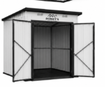 Roney's Furniture Lean-To Metal Storage Shed, White and Black - Image 4