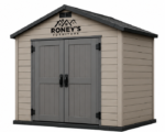 Roney's Furniture Lean-To Storage Shed with Gray Doors, Tan Finish - Image 2