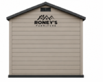 Roney's Furniture Lean-To Storage Shed with Gray Doors, Tan Finish - Image 4