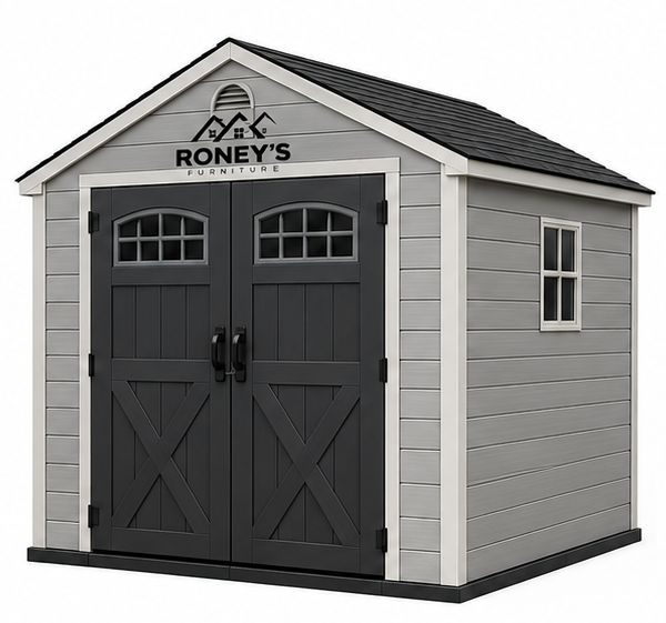 Roney's Furniture Gable-Roof Storage Shed with Window, Gray Finish