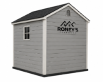 Roney's Furniture Gable-Roof Storage Shed with Window, Gray Finish - Image 3