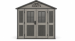 Roney's Furniture Gable-Roof Storage Shed with Shelving Interior, Gray-Wood Finish - Image 4