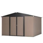 10′ X 10′ Metal Storage Shed For Ourdoor, Steel Yard Shed With Design Of Lockable Doors - Image 11