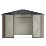 10′ X 10′ Metal Storage Shed For Ourdoor, Steel Yard Shed With Design Of Lockable Doors - Image 4