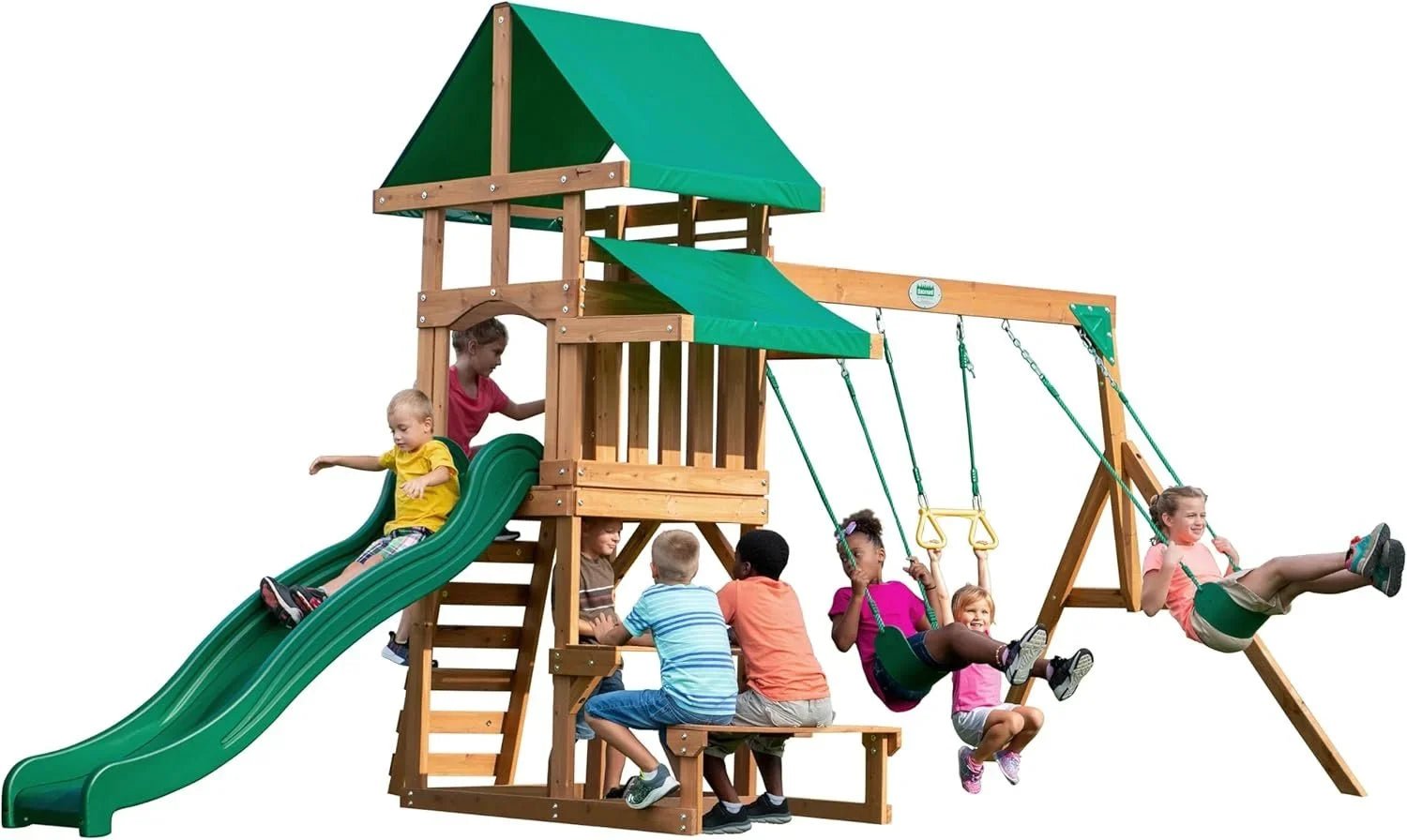 71YJ15O52uL._AC_SL1500.jpg Backyard Discovery Belmont All Cedar Swing Set - Image 1