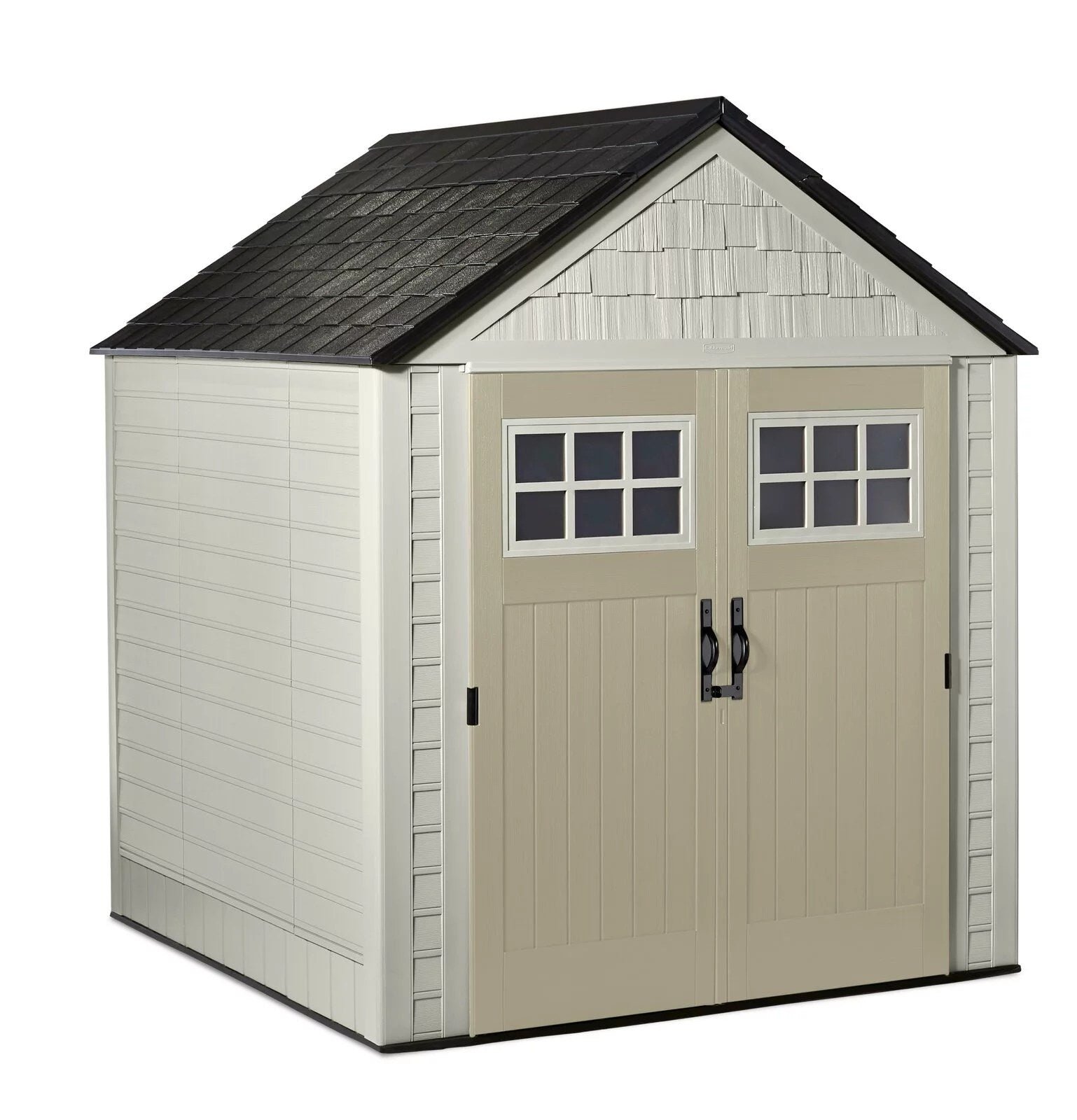7ft.3in.Wx7ft.3in.DPlasticStorageShed-3-1.jpg Rubbermaid 7×7 Ft Durable Weatherproof Resin Outdoor Storage Shed - Image 1