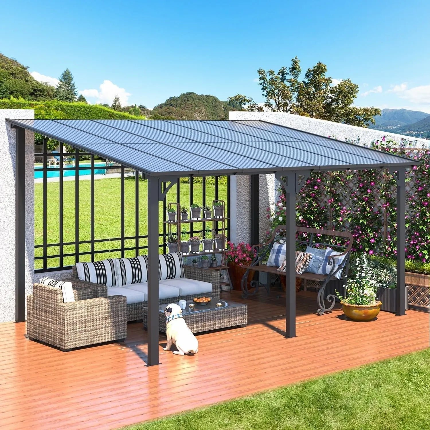 819NL-crFPL._AC_SL1500.jpg Aecojoy Aluminum Pergola with Canopy - Image 1