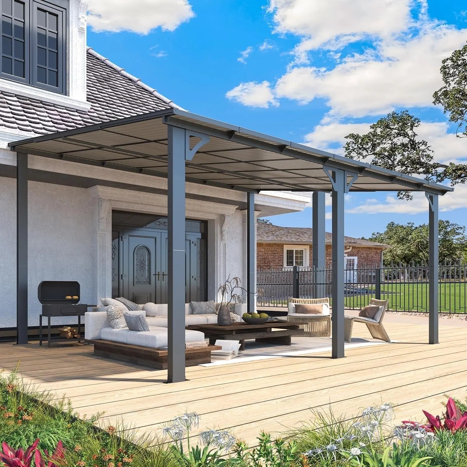 81UJsUQWjyL._AC_SL1500.jpg Aecojoy 14×12 ft Aluminum Pergola with Canopy - Image 1