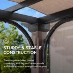Sunjoy 11 x 11 ft Metal Pergola with Adjustable Tan Garden Shade - Image 6