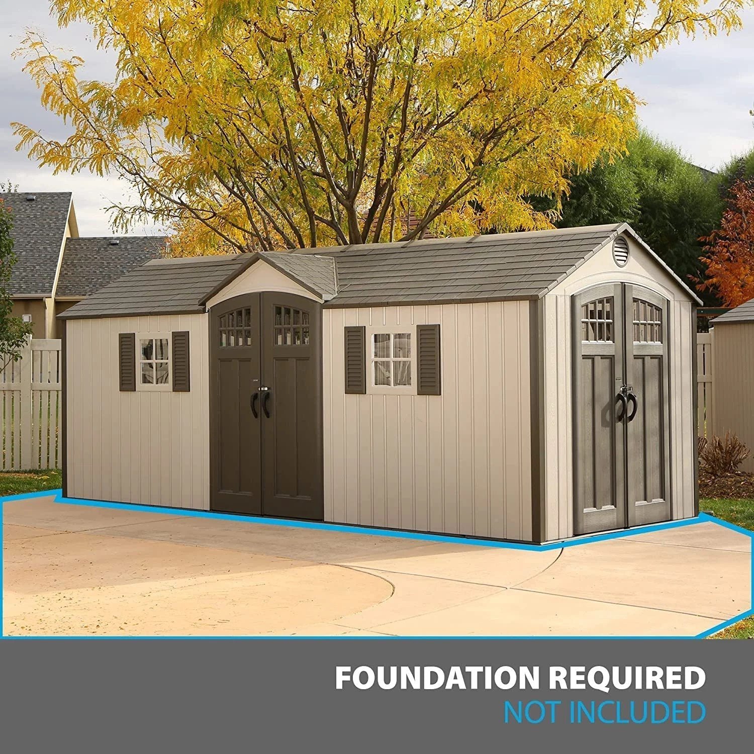 91Udixt-TwL._AC_SL1500-1.jpg Lifetime 60127 20 x 8 Ft. Outdoor Storage Shed, Desert Sand - Image 1