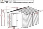 Arrow Select 10′ x 12′ Outdoor Lockable Steel Storage Shed Building, Charcoal - Image 2