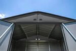 Arrow Select 10′ x 12′ Outdoor Lockable Steel Storage Shed Building, Charcoal - Image 8