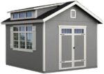 Handy Home Products Windemere 10×12 Do-it-Yourself Wooden Storage Shed with Floor, Beige