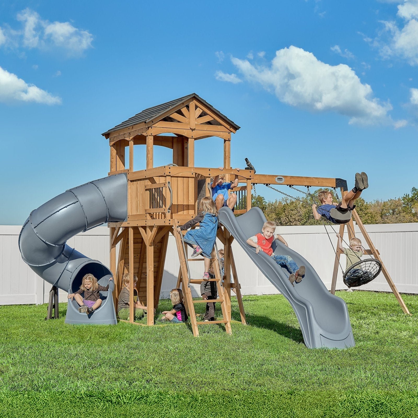 DoverBayTS_Hero_v1.jpg Dover Bay Swing Set with Tube Slide - Image 1