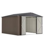 10′ X 10′ Metal Storage Shed For Ourdoor, Steel Yard Shed With Design Of Lockable Doors - Image 9