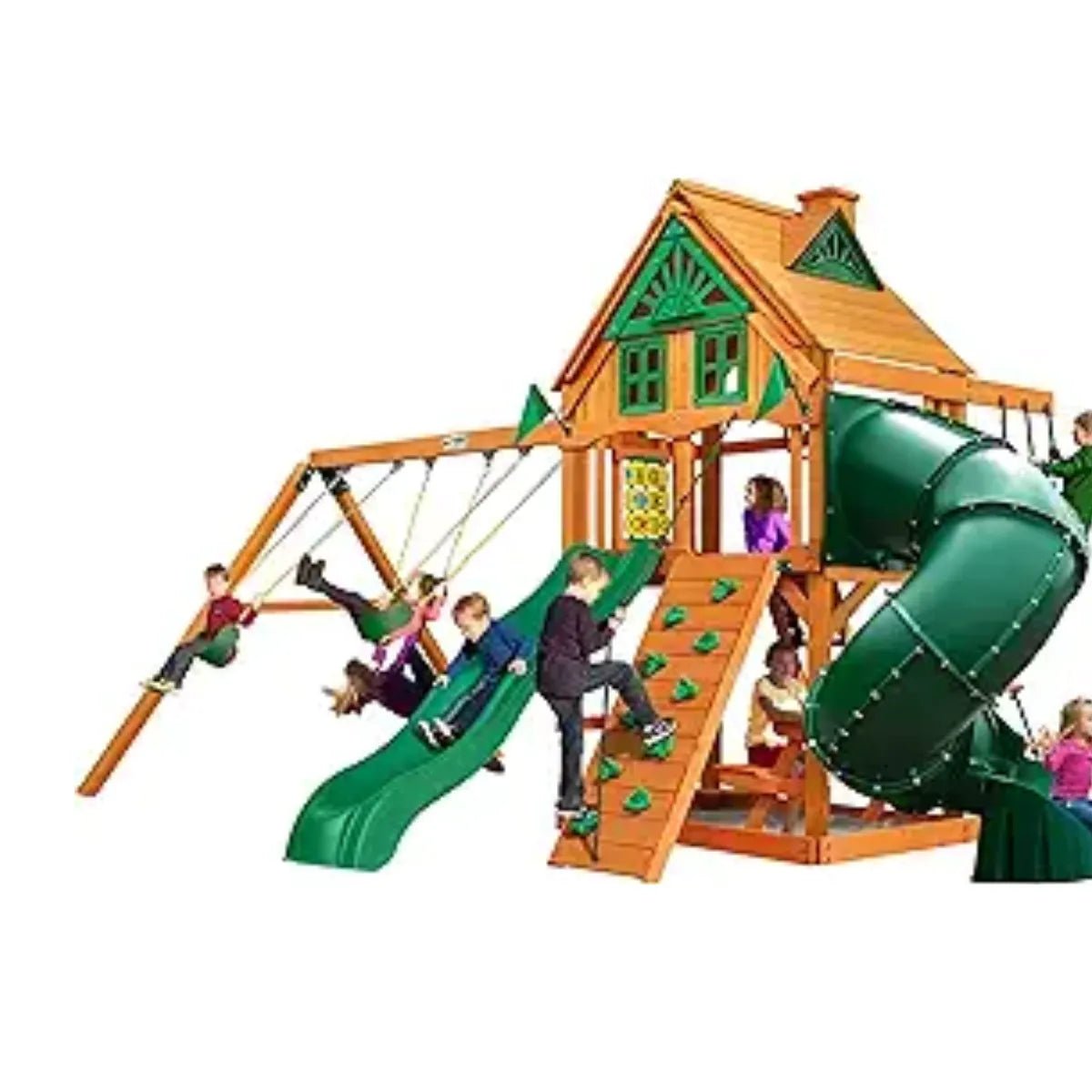 fashodre-llc-fashodre-gorilla-mountaineer-treehouse-wooden-swing-set-with-tube-slide-01-20260404144916-b8d5022a.jpg Gorilla Playsets Mountaineer Treehouse Wooden Swing Set with Tube Slide - Image 1