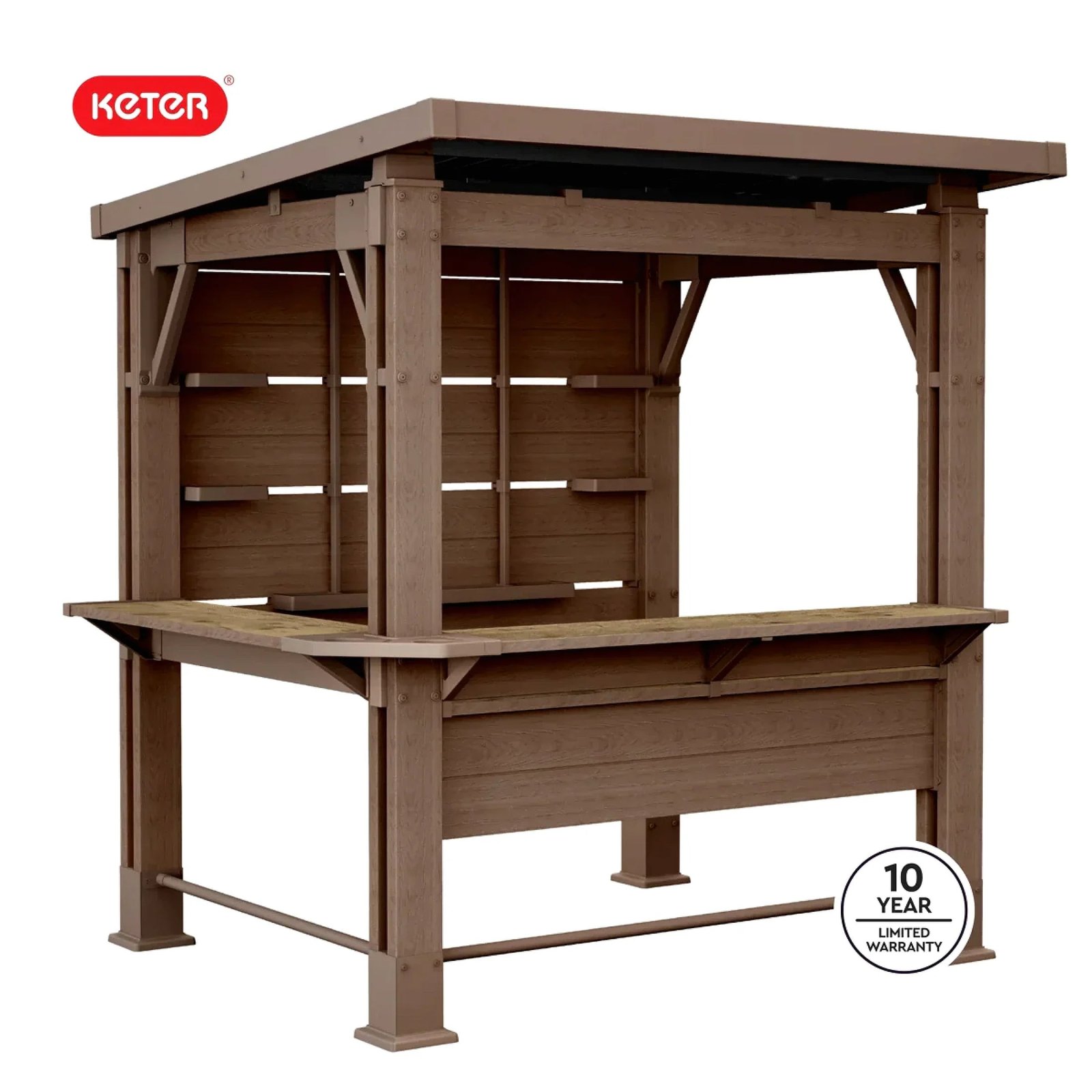 fashodre-llc-fashodre-llc-keter-signature-collection-7-5-x-6-5-ft-bar-gazebo-with-shelves-01-20260725084625-14f1d557_fc6f775f-df82-4529-b563-56f114da653a.jpg Keter Signature Collection 7.5 x 6.5 ft. Bar Gazebo with Shelves and TV Mount, Pine Brown - Image 1