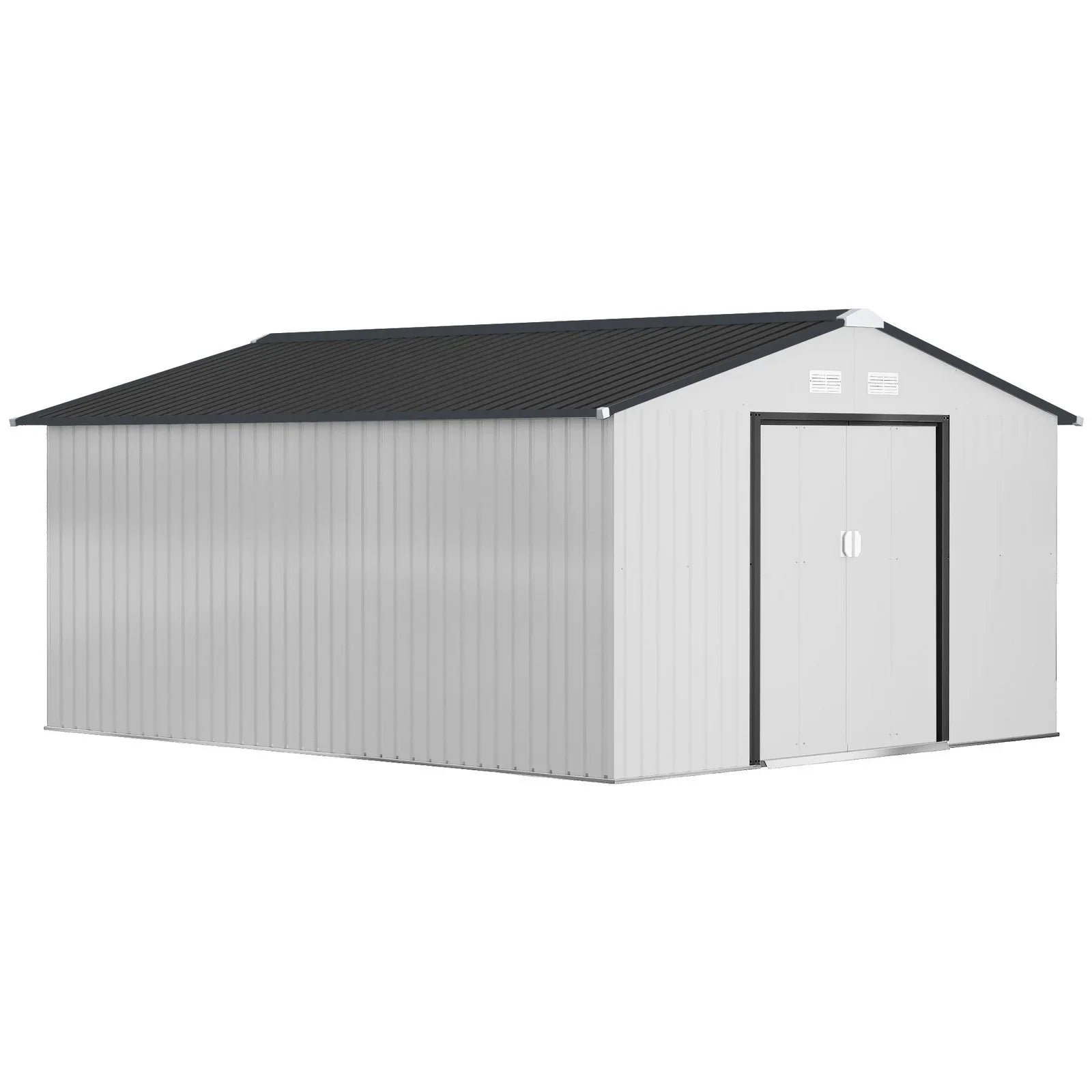 fashodre-llc-fashodre-llc-outsunny-outdoor-storage-shed-white-11-13-galvanized-steel-01-20260725084022-daf226a9.jpg Outsunny Outdoor Storage Shed White 11’×13′ Galvanized Steel - Image 1
