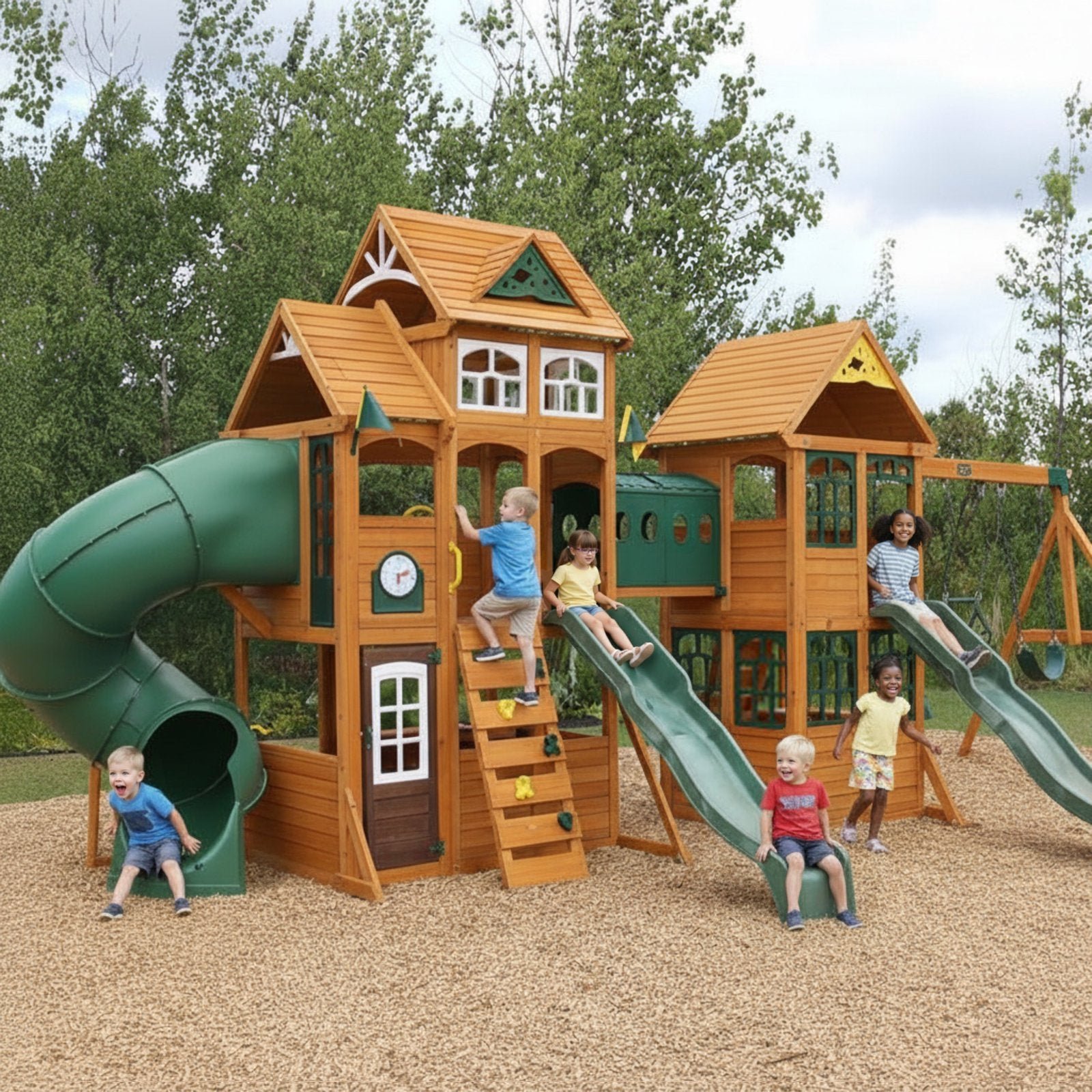 updated-swing-set_1.jpg Paramount Wooden Swing Set / Playset - Image 1