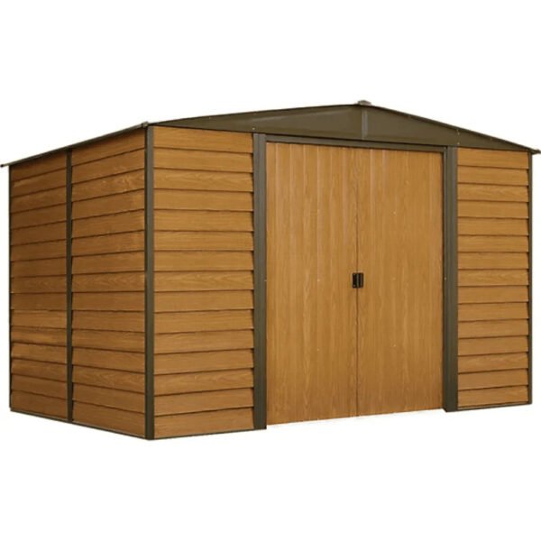 Arrow Woodridge 10 ft. x 8 ft. Metal Storage Shed with Woodgrain Finish