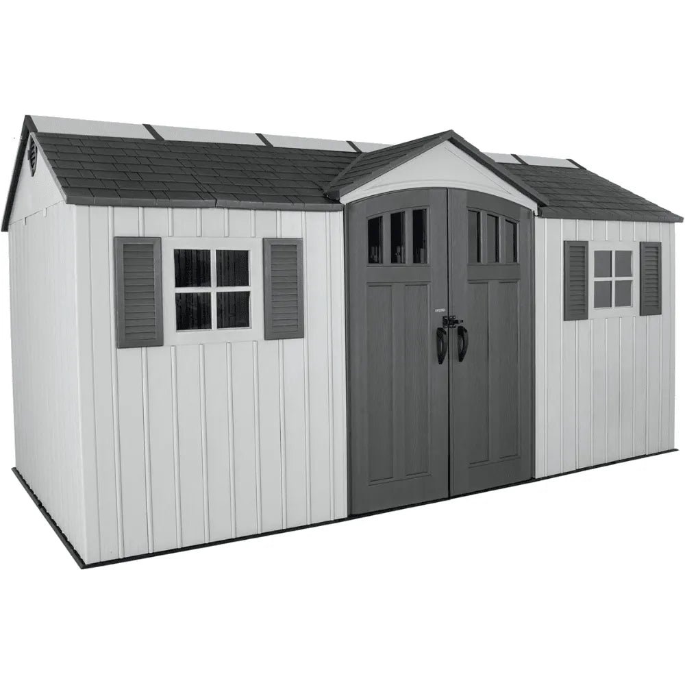 vitcher-llc-vitcher-llc-lifetime-15-ft-x-8-ft-dual-entry-outdoor-storage-shed-gray-01-20260811085258-143d0c73.jpg Lifetime 15 ft. x 8 ft. Dual Entry Outdoor Storage Shed, Gray - Image 1